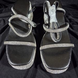 Elegant Black and Silver Women's Sandals